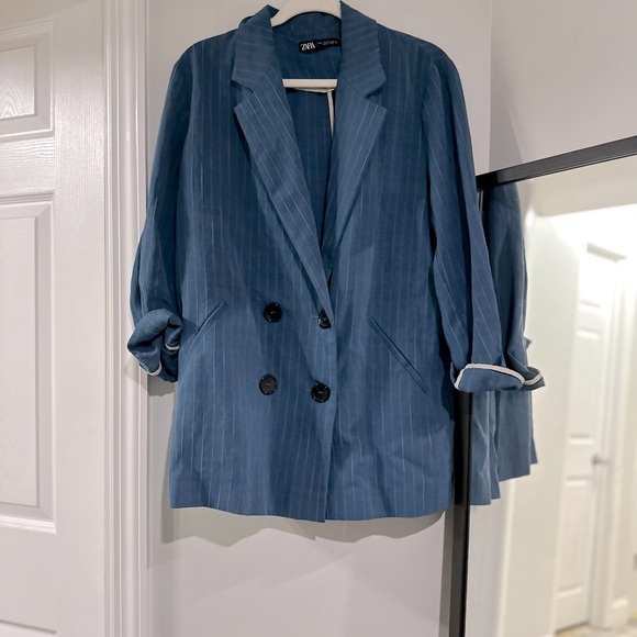 ✨Zara “ Pinstripe Blue Blazer “ - Picture 7 of 8